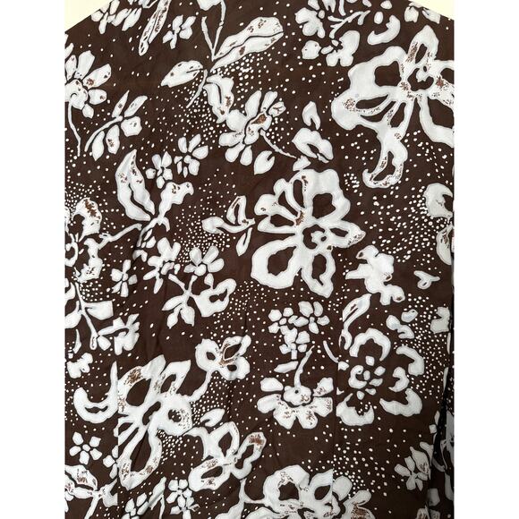 Tyler Boe Size 8 Button Up Brown Blue Floral Womens 100% Silk Blouse - Picture 7 of 11